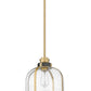 Z-Lite Burren 12" 1-Light Bronze and Brass Pendant Light With Clear Seedy Glass Shade