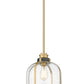 Z-Lite Burren 12" 1-Light Bronze and Brass Pendant Light With Clear Seedy Glass Shade