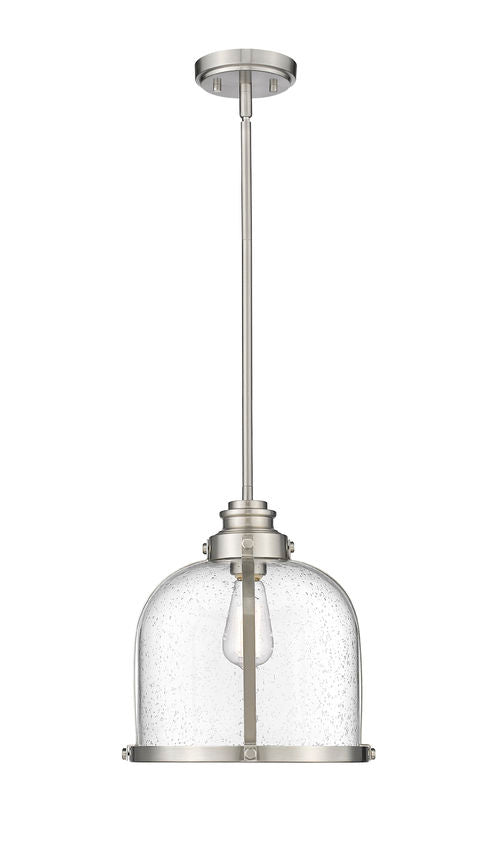 Z-Lite Burren 12" 1-Light Brushed Nickel Pendant Light With Clear Seedy Glass Shade