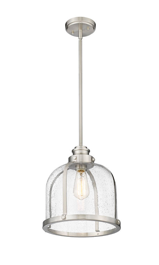 Z-Lite Burren 12" 1-Light Brushed Nickel Pendant Light With Clear Seedy Glass Shade