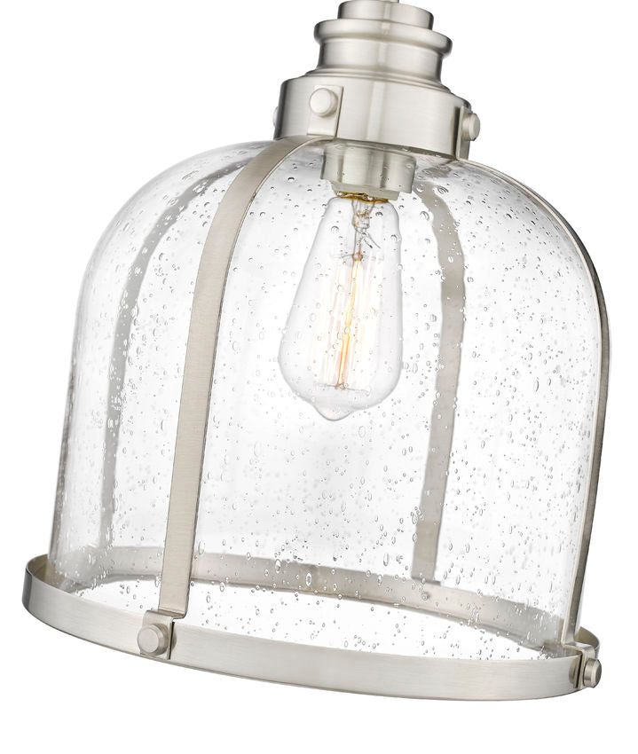Z-Lite Burren 12" 1-Light Brushed Nickel Pendant Light With Clear Seedy Glass Shade