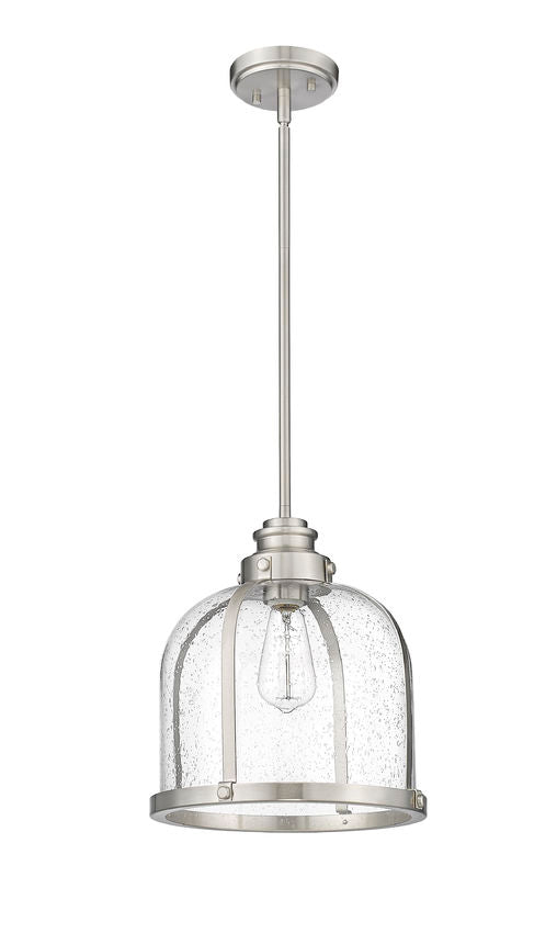 Z-Lite Burren 12" 1-Light Brushed Nickel Pendant Light With Clear Seedy Glass Shade