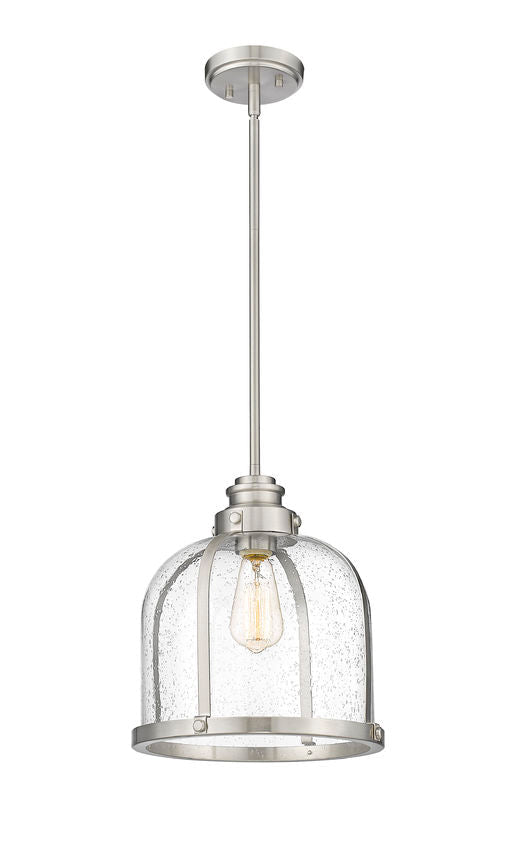 Z-Lite Burren 12" 1-Light Brushed Nickel Pendant Light With Clear Seedy Glass Shade