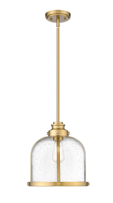 Z-Lite Burren 12" 1-Light Heritage Brass Pendant Light With Clear Seedy Glass Shade