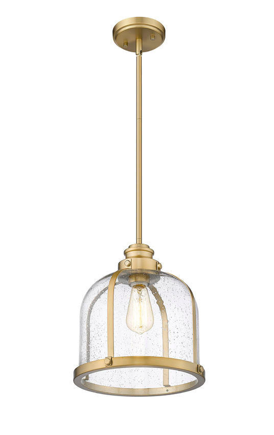Z-Lite Burren 12" 1-Light Heritage Brass Pendant Light With Clear Seedy Glass Shade