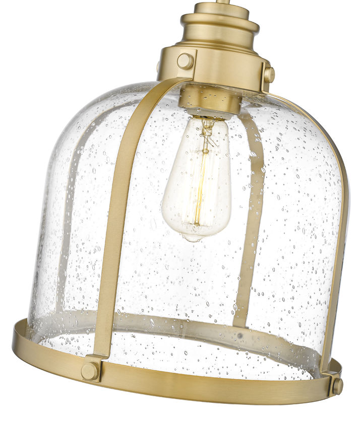 Z-Lite Burren 12" 1-Light Heritage Brass Pendant Light With Clear Seedy Glass Shade