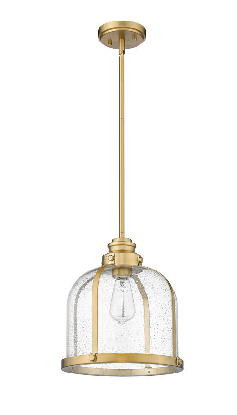 Z-Lite Burren 12" 1-Light Heritage Brass Pendant Light With Clear Seedy Glass Shade