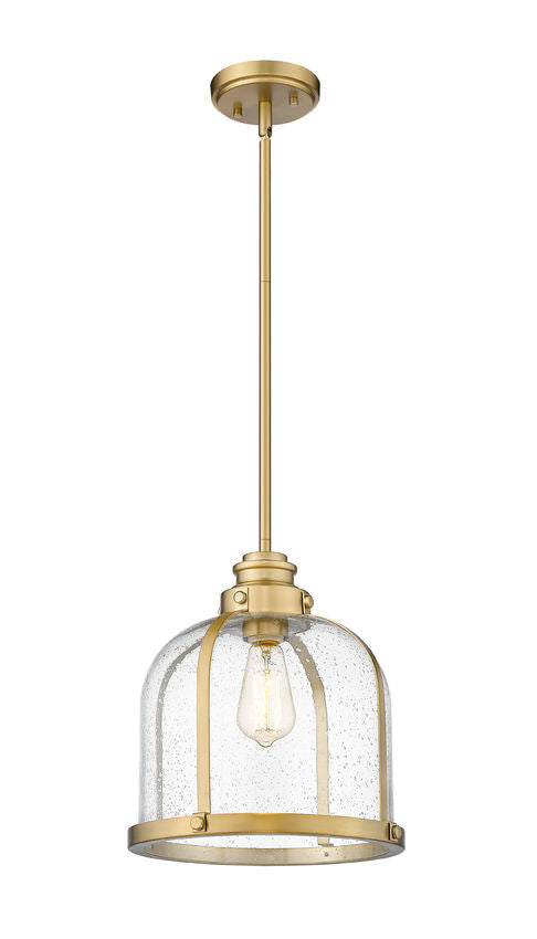 Z-Lite Burren 12" 1-Light Heritage Brass Pendant Light With Clear Seedy Glass Shade