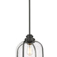 Z-Lite Burren 12" 1-Light Matte Black Pendant Light With Clear Seedy Glass Shade
