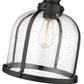 Z-Lite Burren 12" 1-Light Matte Black Pendant Light With Clear Seedy Glass Shade