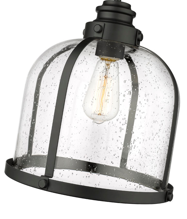 Z-Lite Burren 12" 1-Light Matte Black Pendant Light With Clear Seedy Glass Shade