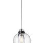 Z-Lite Burren 12" 1-Light Matte Black and Chrome Pendant Light With Clear Seedy Glass Shade