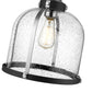 Z-Lite Burren 12" 1-Light Matte Black and Chrome Pendant Light With Clear Seedy Glass Shade
