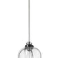 Z-Lite Burren 12" 1-Light Matte Black and Chrome Pendant Light With Clear Seedy Glass Shade