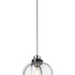 Z-Lite Burren 12" 1-Light Matte Black and Chrome Pendant Light With Clear Seedy Glass Shade