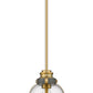 Z-Lite Burren 9" 1-Light Bronze and Brass Mini Pendant Light With Clear Seedy Glass Shade