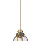 Z-Lite Burren 9" 1-Light Bronze and Brass Mini Pendant Light With Clear Seedy Glass Shade