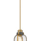 Z-Lite Burren 9" 1-Light Bronze and Brass Mini Pendant Light With Clear Seedy Glass Shade