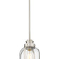 Z-Lite Burren 9" 1-Light Brushed Nickel Mini Pendant Light With Clear Seedy Glass Shade