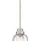 Z-Lite Burren 9" 1-Light Brushed Nickel Mini Pendant Light With Clear Seedy Glass Shade