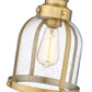 Z-Lite Burren 9" 1-Light Heritage Brass Mini Pendant Light With Clear Seedy Glass Shade
