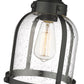 Z-Lite Burren 9" 1-Light Matte Black Mini Pendant Light With Clear Seedy Glass Shade