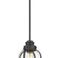 Z-Lite Burren 9" 1-Light Matte Black Mini Pendant Light With Clear Seedy Glass Shade