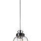 Z-Lite Burren 9" 1-Light Matte Black and Chrome Mini Pendant Light With Clear Seedy Glass Shade