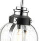 Z-Lite Burren 9" 1-Light Matte Black and Chrome Mini Pendant Light With Clear Seedy Glass Shade