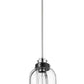 Z-Lite Burren 9" 1-Light Matte Black and Chrome Mini Pendant Light With Clear Seedy Glass Shade