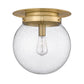 Z-Lite Calhoun 13" 1-Light Heritage Brass and Clear Seedy Glass Shade Flush Mount Lighting