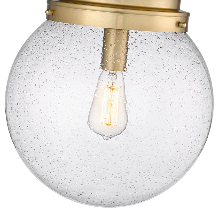 Z-Lite Calhoun 13" 1-Light Heritage Brass and Clear Seedy Glass Shade Flush Mount Lighting