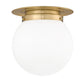 Z-Lite Calhoun 13" 1-Light Heritage Brass and White Opal Glass Shade Flush Mount Lighting