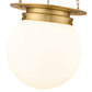 Z-Lite Calhoun 13" 1-Light Heritage Brass and White Opal Glass Shade Pendant Light