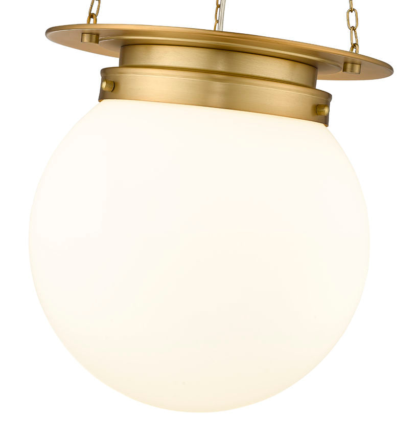 Z-Lite Calhoun 13" 1-Light Heritage Brass and White Opal Glass Shade Pendant Light