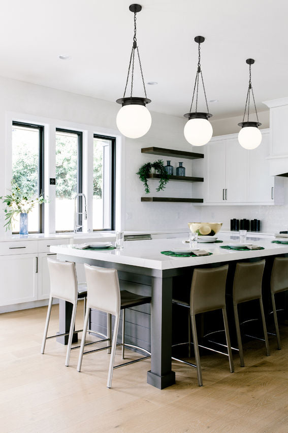 Z-Lite Calhoun 13" 1-Light Matte Black and White Opal Glass Shade Pendant Light