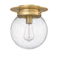 Z-Lite Calhoun 9" 1-Light Heritage Brass and Clear Seedy Glass Shade Flush Mount Lighting