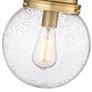 Z-Lite Calhoun 9" 1-Light Heritage Brass and Clear Seedy Glass Shade Flush Mount Lighting