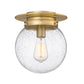 Z-Lite Calhoun 9" 1-Light Heritage Brass and Clear Seedy Glass Shade Flush Mount Lighting
