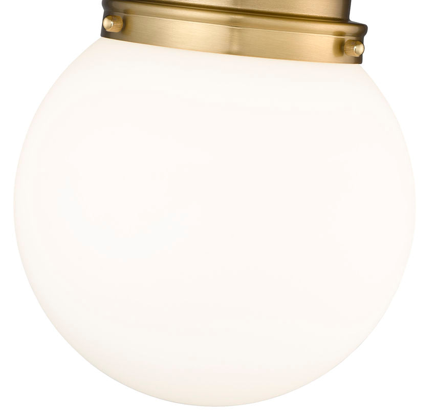 Z-Lite Calhoun 9" 1-Light Heritage Brass and White Opal Glass Shade Flush Mount Lighting