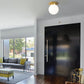 Z-Lite Calhoun 9" 1-Light Heritage Brass and White Opal Glass Shade Flush Mount Lighting
