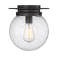 Z-Lite Calhoun 9" 1-Light Matte Black and Clear Seedy Glass Shade Flush Mount Lighting