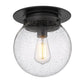 Z-Lite Calhoun 9" 1-Light Matte Black and Clear Seedy Glass Shade Flush Mount Lighting