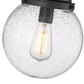 Z-Lite Calhoun 9" 1-Light Matte Black and Clear Seedy Glass Shade Flush Mount Lighting