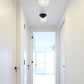 Z-Lite Calhoun 9" 1-Light Matte Black and Clear Seedy Glass Shade Flush Mount Lighting
