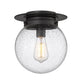 Z-Lite Calhoun 9" 1-Light Matte Black and Clear Seedy Glass Shade Flush Mount Lighting