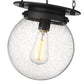 Z-Lite Calhoun 9" 1-Light Matte Black and Clear Seedy Glass Shade Pendant Light