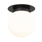 Z-Lite Calhoun 9" 1-Light Matte Black and White Opal Glass Shade Flush Mount Lighting