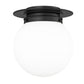 Z-Lite Calhoun 9" 1-Light Matte Black and White Opal Glass Shade Flush Mount Lighting