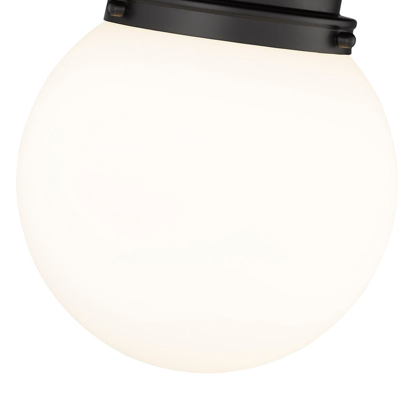 Z-Lite Calhoun 9" 1-Light Matte Black and White Opal Glass Shade Flush Mount Lighting